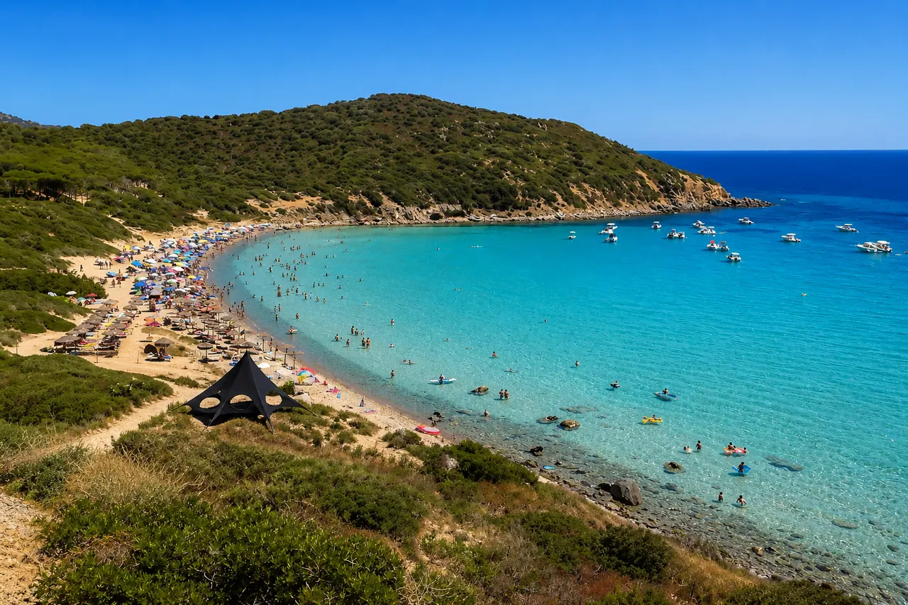Torre dei Corsari, Arbus — baia con dune dorate e mare turchese